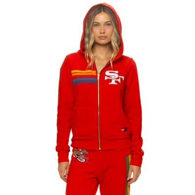 San Francisco 49ers Aviator Nation Unisex Tri-Blend Full-Zip Hoodie - Scarlet