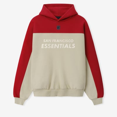 San Francisco 49ers Fear of God x NFL Unisex 90s Relaxed Hoodie - Sand/Scarlet
