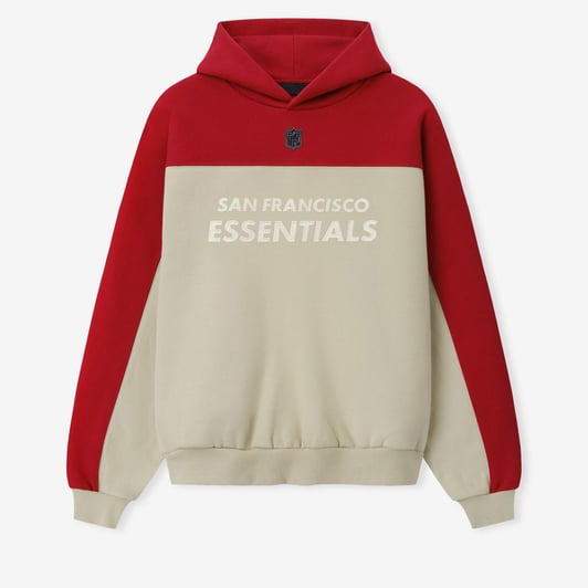 San Francisco 49ers Fear of God x NFL Unisex 90s Relaxed Hoodie - Sand/Scarlet