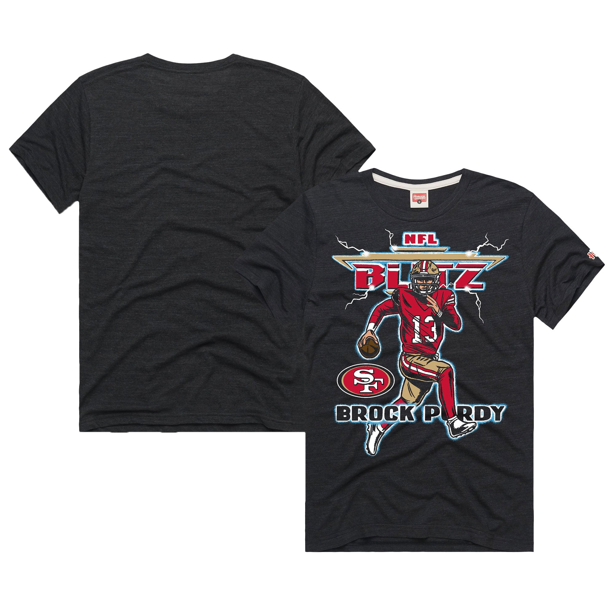 Unisex Homage Brock Purdy Heathered Black San Francisco 49ers NFL