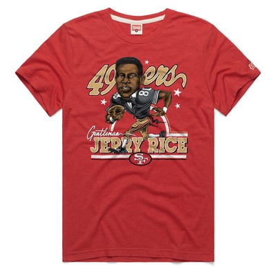 Jerry Rice San Francisco 49ers Homage Unisex Caricature Player Graphic Tri-Blend T-Shirt - Scarlet