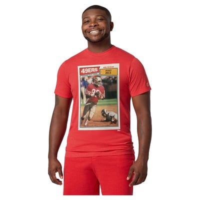 Jerry Rice San Francisco 49ers Homage Unisex NFL Topps Trading Card Tri-Blend T-Shirt - Scarlet