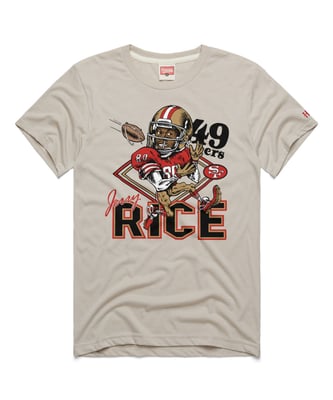 Jerry Rice San Francisco 49ers Homage Unisex Caricature Player Graphic Tri-Blend T-Shirt - Stone