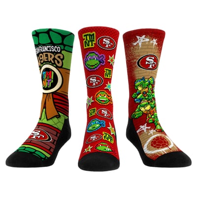  San Francisco 49ers Rock Em Unisex TMNT Three-Pack Crew Sock Set - Scarlet