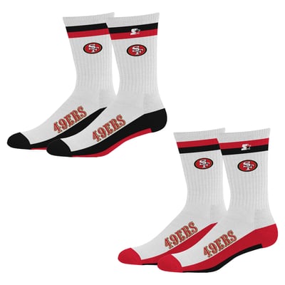  San Francisco 49ers Starter Unisex Two-Pack Stripe Top End Crew Socks