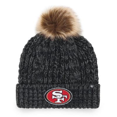 San Francisco 49ers '47 Women's Meeko Cuffed Knit Hat with Pom - Black