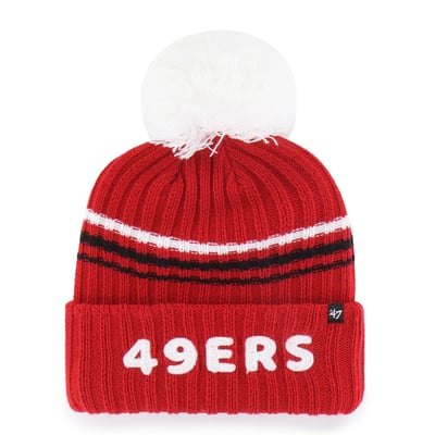  San Francisco 49ers '47 Women's Fuzzy Script Cuffed Knit Hat with Pom - Scarlet