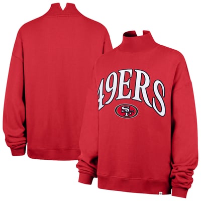 San Francisco 49ers '47 Women's Oversized Vantage Mock Neck Sweatshirt - Scarlet