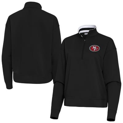 San Francisco 49ers Antigua Women's Goddess Quarter-Zip Pullover - Black