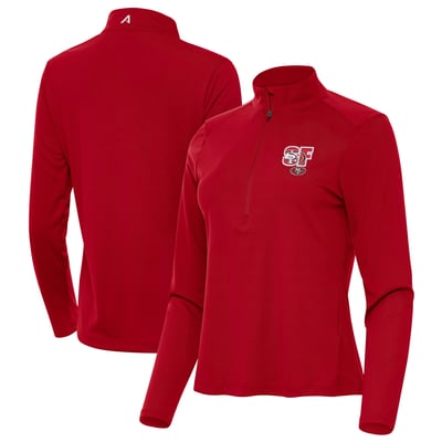 San Francisco 49ers Antigua Women's Tribute Half-Zip Pullover - Scarlet
