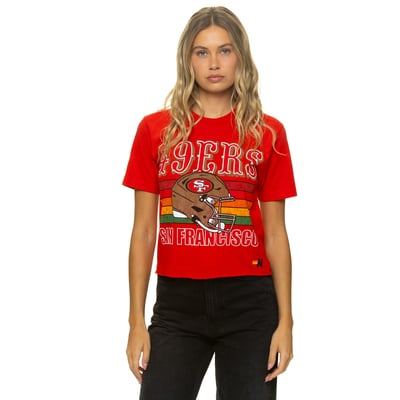 San Francisco 49ers Aviator Nation Women's Boxy Boyfriend Tri-Blend T-Shirt - Scarlet