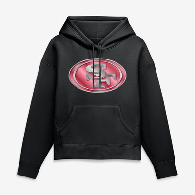 San Francisco 49ers Women's Metallic Mascot Hoodie - Black