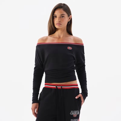  San Francisco 49ers Off Season x NFL Women's Off The Shoulder Long Sleeve Top - Black