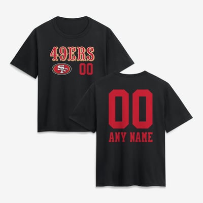 San Francisco 49ers Women's Touchdown Wordmark Personalized Name & Number T-Shirt - Black