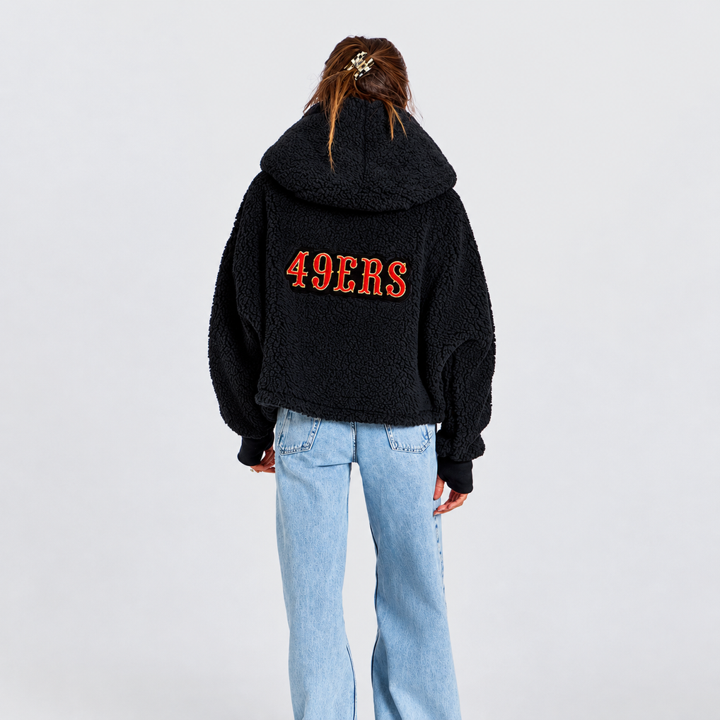 Women's San Francisco 49ers by Jill Martin Black Remix Cropped Chenille ...