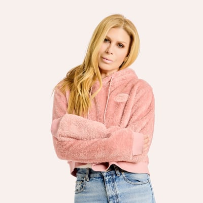 San Francisco 49ers by Jill Martin Women's Tonal Sherpa Cropped Hoodie - Pink