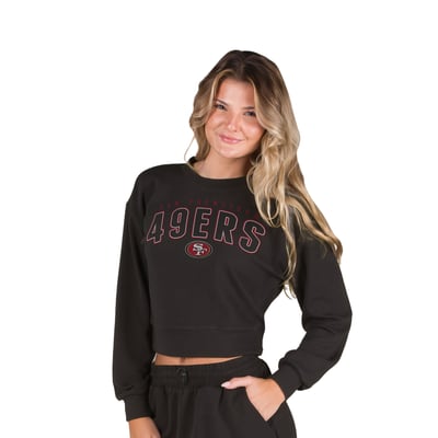  San Francisco 49ers Concepts Sport Women's Kingston Long Sleeve Lounge Cropped Tri-Blend Top - Black