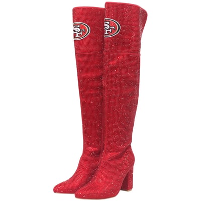  San Francisco 49ers FABGATING by Cuce Women's Team Color Crystal Over-The-Knee Boots - Scarlet