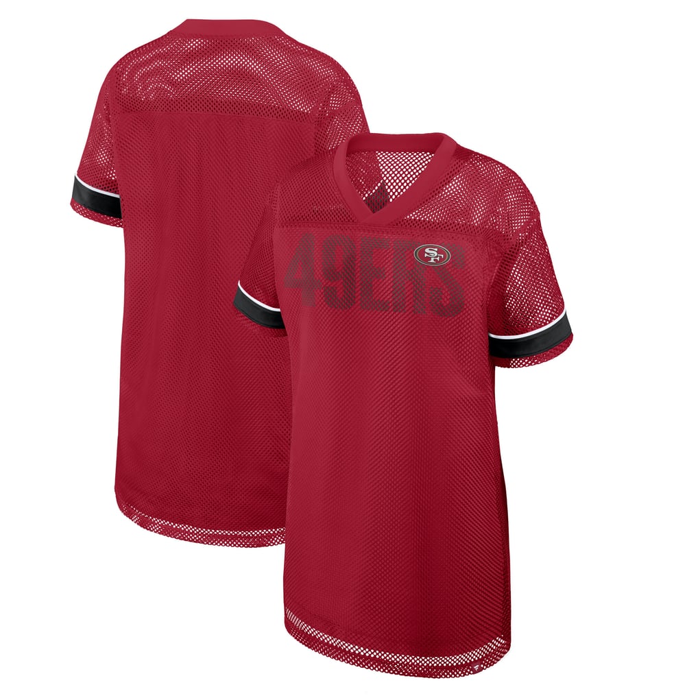 Women's Fanatics Scarlet San Francisco 49ers Oversized Team First Deep Route Mesh V-Neck Dress Size: Large