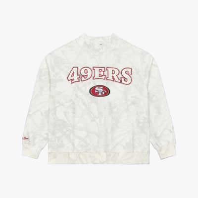  San Francisco 49ers Mitchell & Ness Women's Ghosted Fleece Mockneck Crew Mock Neck Pullover - White