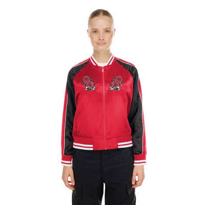  San Francisco 49ers New Era Women's Lifestyle Satin Jacket - Scarlet