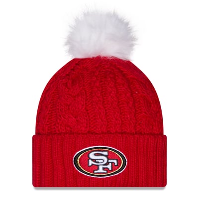 San Francisco 49ers New Era Women's Single Knit Hat with Pom - Scarlet