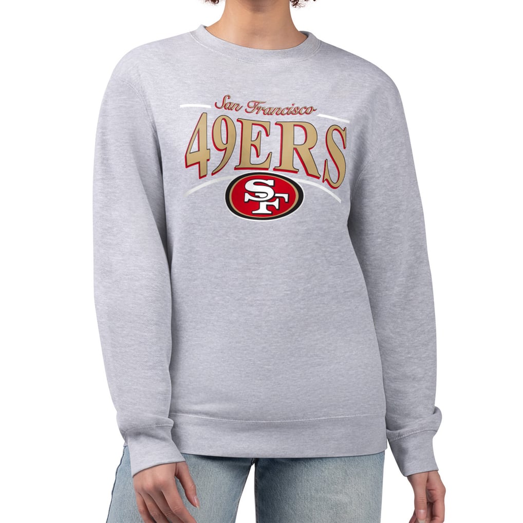 San Francisco 49ers Starter Women's Arch Stripe Fleece Pullover Sweatshirt - Gray