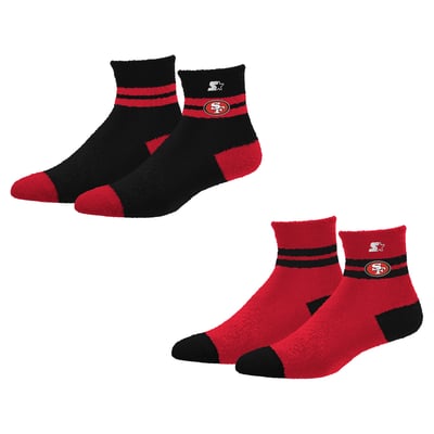 San Francisco 49ers Starter Women's Cozy Cuff Stripes Quarter-Length Plush Socks