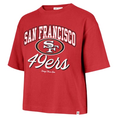 San Francisco 49ers Stoney Clover Lane x '47 Women's Script City Boxy Cropped T-Shirt - Scarlet