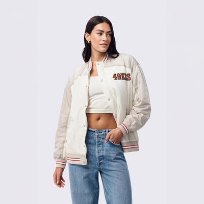  San Francisco 49ers Terez Women's Double Yoke Bomber Jacket - White