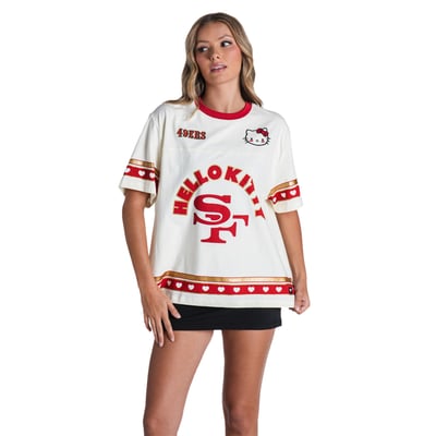 San Francisco 49ers The Wild Collective x Hello Kitty Women's Oversized T-Shirt - Cream