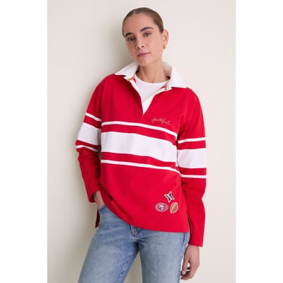 San Francisco 49ers Tuckernuck Women's Rugby Long Sleeve Polo - Scarlet