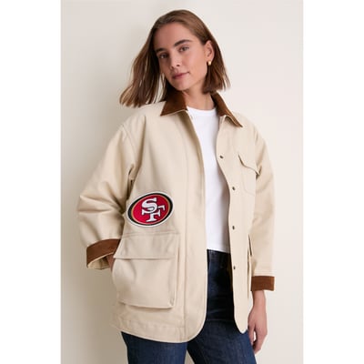 San Francisco 49ers Tuckernuck Women's Full-Snap Barn Jacket - Stone