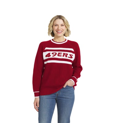  San Francisco 49ers WEAR by Erin Andrews Women's Raglan Shaker Sweater - Scarlet