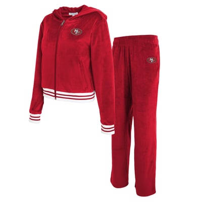  San Francisco 49ers WEAR by Erin Andrews Women's Velour Track Suit - Scarlet