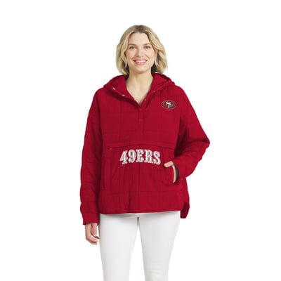  San Francisco 49ers WEAR by Erin Andrews Women's Woven Packable Jacket - Scarlet