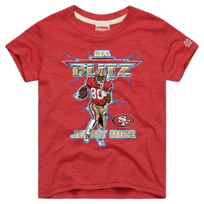 Jerry Rice San Francisco 49ers Homage Youth NFL Blitz Tri-Blend T-Shirt - Scarlet