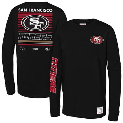 San Francisco 49ers Mitchell & Ness Youth Triple Play Long Sleeve T-Shirt - Black