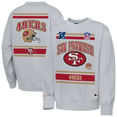  San Francisco 49ers Mitchell & Ness Youth Maxxed Out Fleece Fleece Crew Sweatshirt - Heather Gray