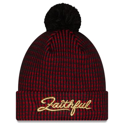 San Francisco 49ers New Era Youth 2026 Rivalries Collection Sideline Cuffed Knit Hat with Pom - Black