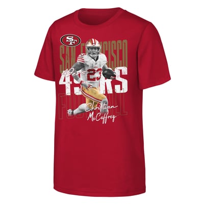 Christian McCaffrey San Francisco 49ers Outerstuff Youth Legendary Player Card T-Shirt - Scarlet