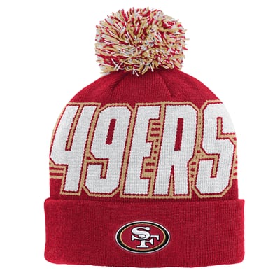 San Francisco 49ers Outerstuff Youth Cuffed Knit Hat with Pom - Scarlet