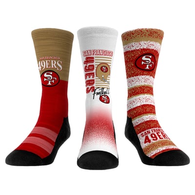  San Francisco 49ers Rock Em Youth Throwback Three-Pack Crew Sock Set - 