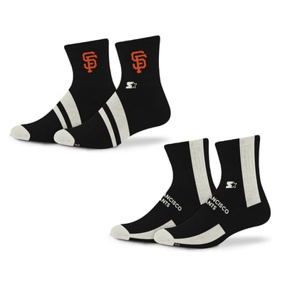 San Francisco Giants Starter  Summit Stripe 2-Pair Pack Quarter Socks - Black
