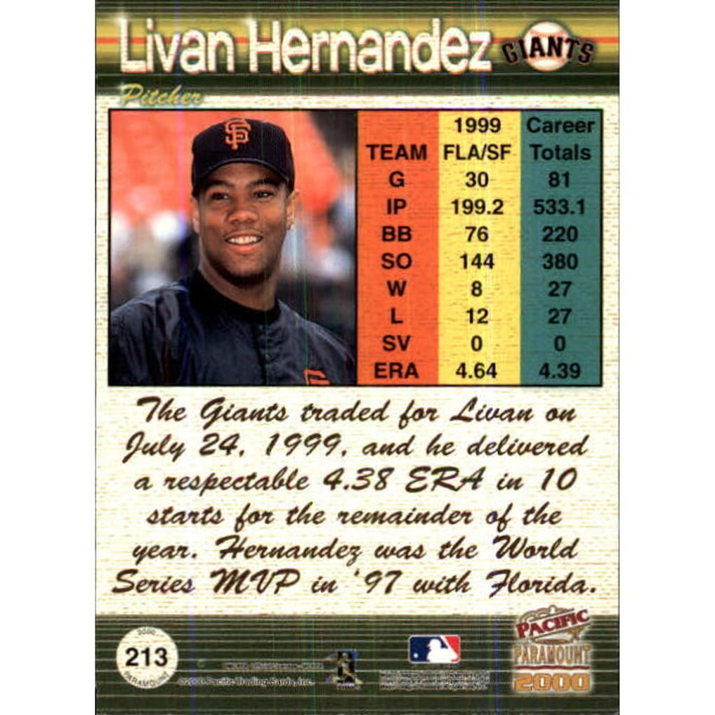 2000 Paramount Platinum Blue #213 Livan Hernandez