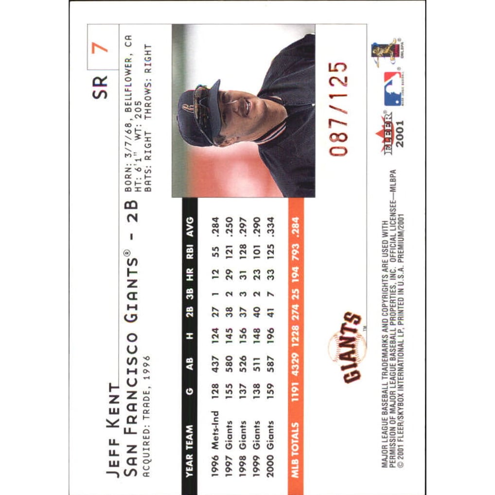 2001 Fleer Premium Star Ruby #7 Jeff Kent