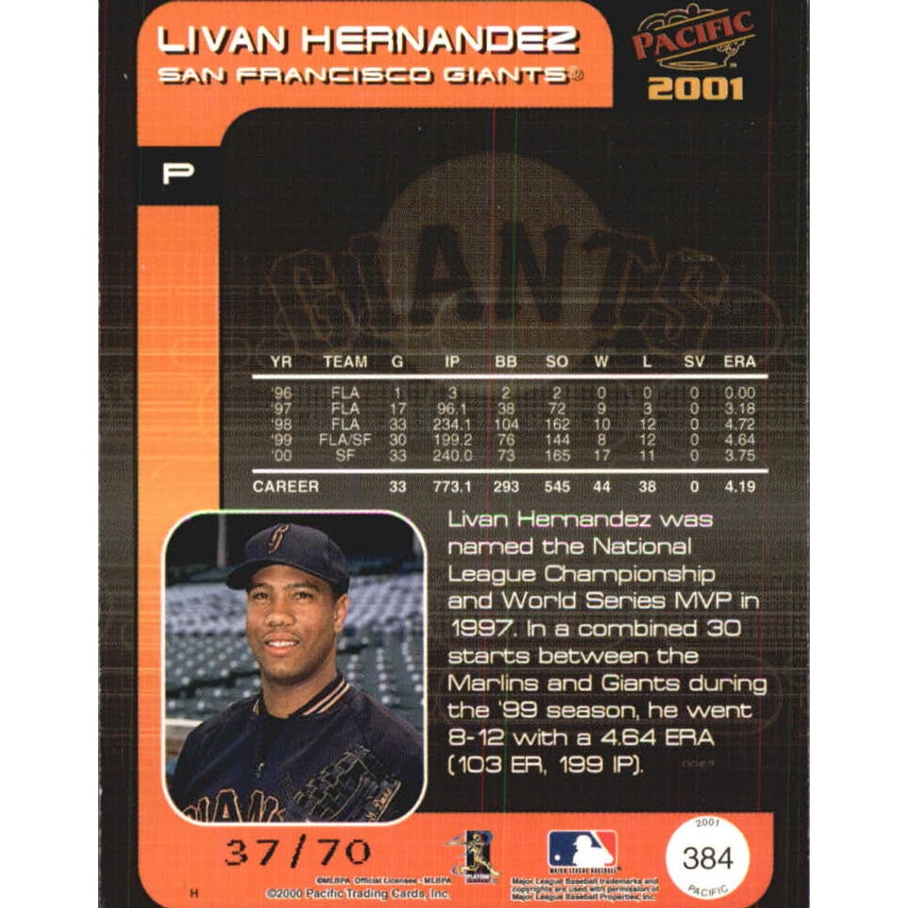 2001 Pacific Hobby LTD #384 Livan Hernandez