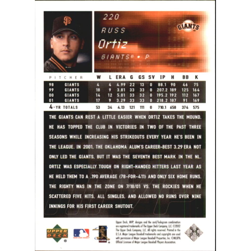 2002 Upper Deck MVP Silver #220 Russ Ortiz