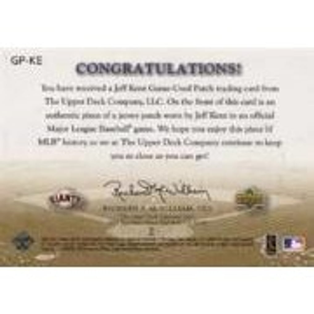 2003 Upper Deck Game Face Patch #JK Jeff Kent