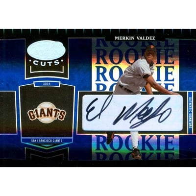 2004 Leaf Certified Cuts Marble Signature Blue #283 Merkin Valdez ROO/75